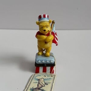Vintage‎ Disney Classic Winnie the Pooh Patriotic July Trinket Box American Flag